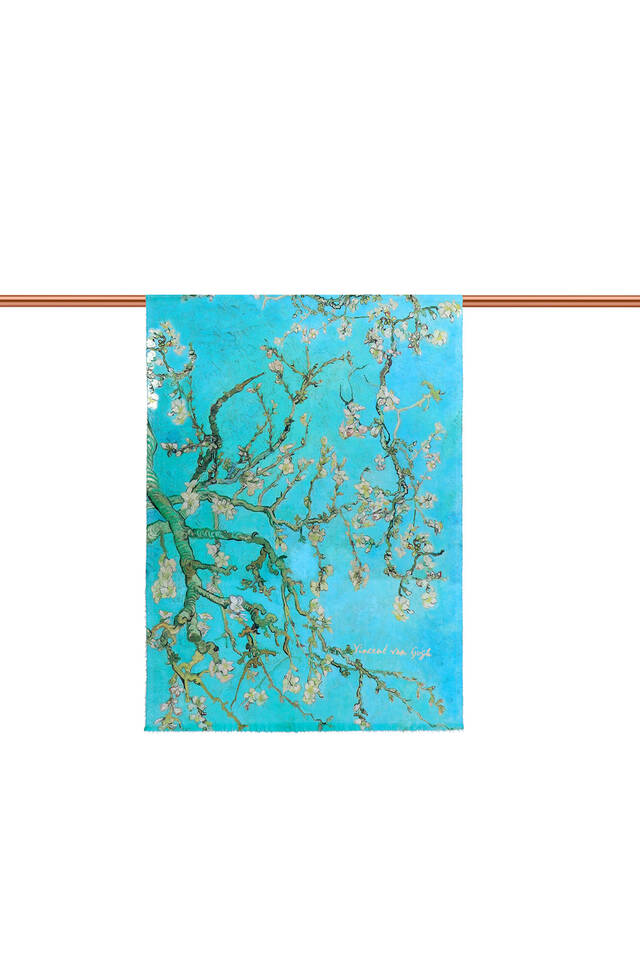 Water Green Almond Blossom Pattern Winter Shawl - 3