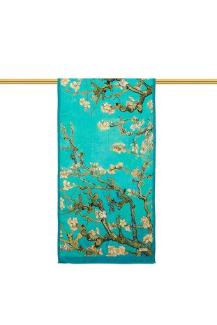 Water Green Almond Blossom Silk Foulard - Thumbnail