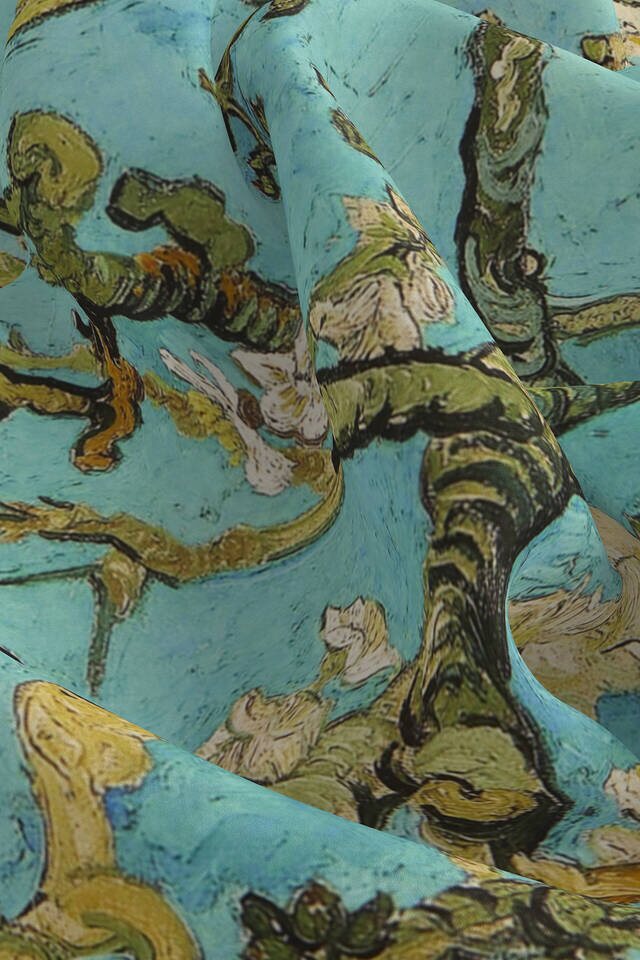 Water Green Almond Blossom Silk Pocket Square - 3