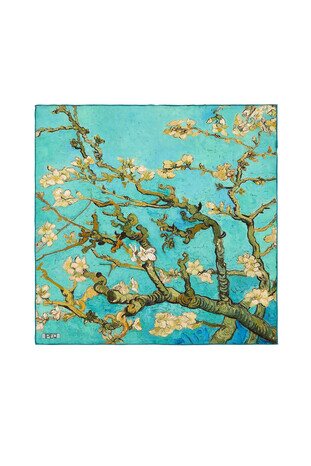 Water Green Almond Blossom Silk Pocket Square - Thumbnail