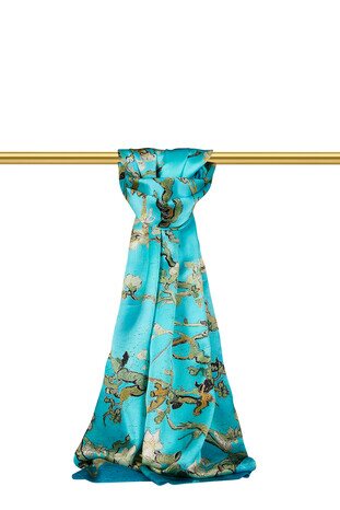 Water Green Almond Blossom Silk Scarf 