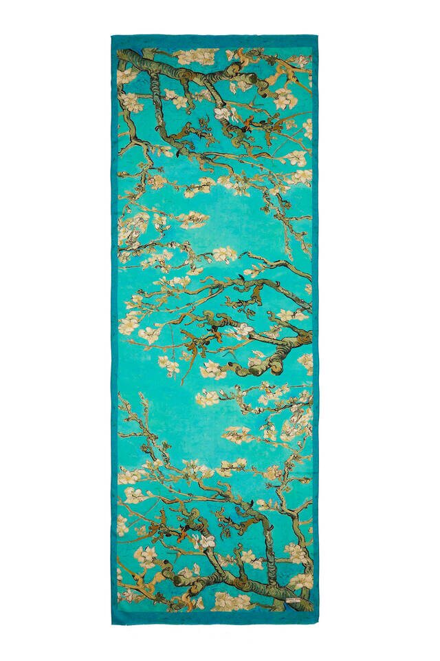 Water Green Almond Blossom Silk Scarf - 4