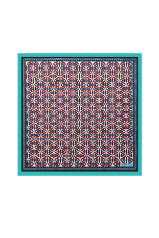 Water Green Çintemani Pattern Silky Pocket Square 