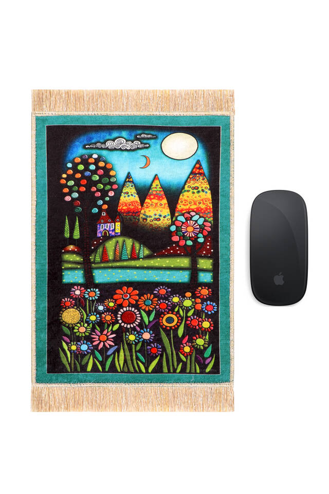 Water Green Moonlight Decorative Small Carpet Mousepad - Bursa İpek