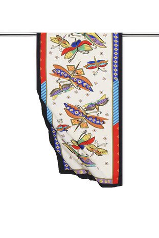 Water Green Purple Patterned Silky Foulard 