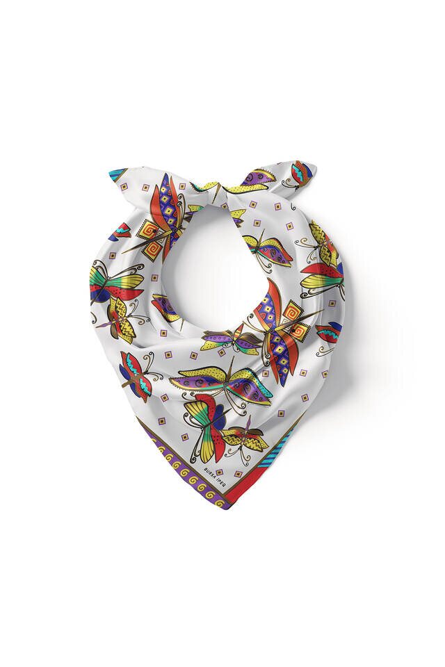 Water Green Purple Patterned Silky Pocket Square - 2