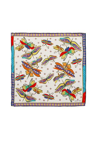 Water Green Purple Patterned Silky Pocket Square 