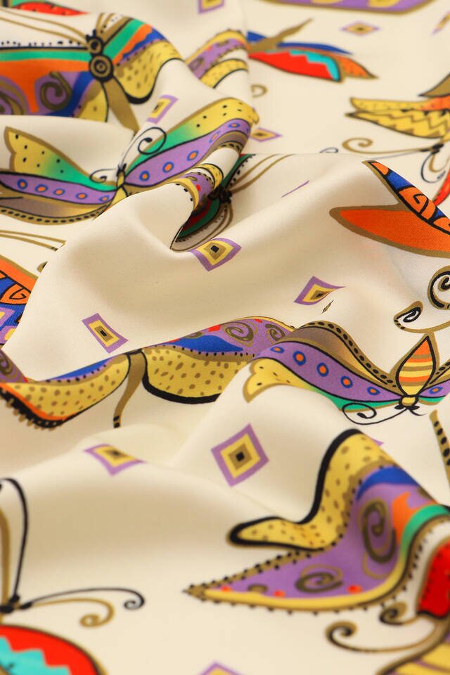 Water Green Purple Patterned Silky Pocket Square - 3