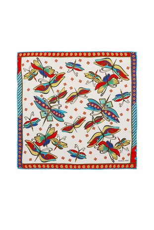 Water Green Red Patterned Silky Pocket Square 