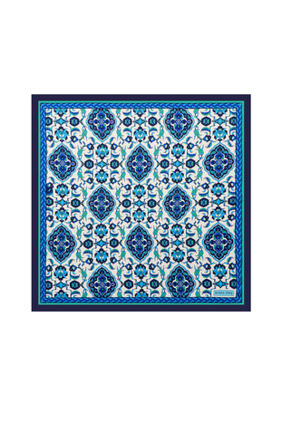 Water Green Tile Pattern Silky Pocket Square 