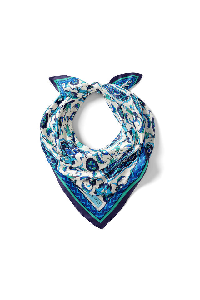 Water Green Tile Pattern Silky Pocket Square - 2