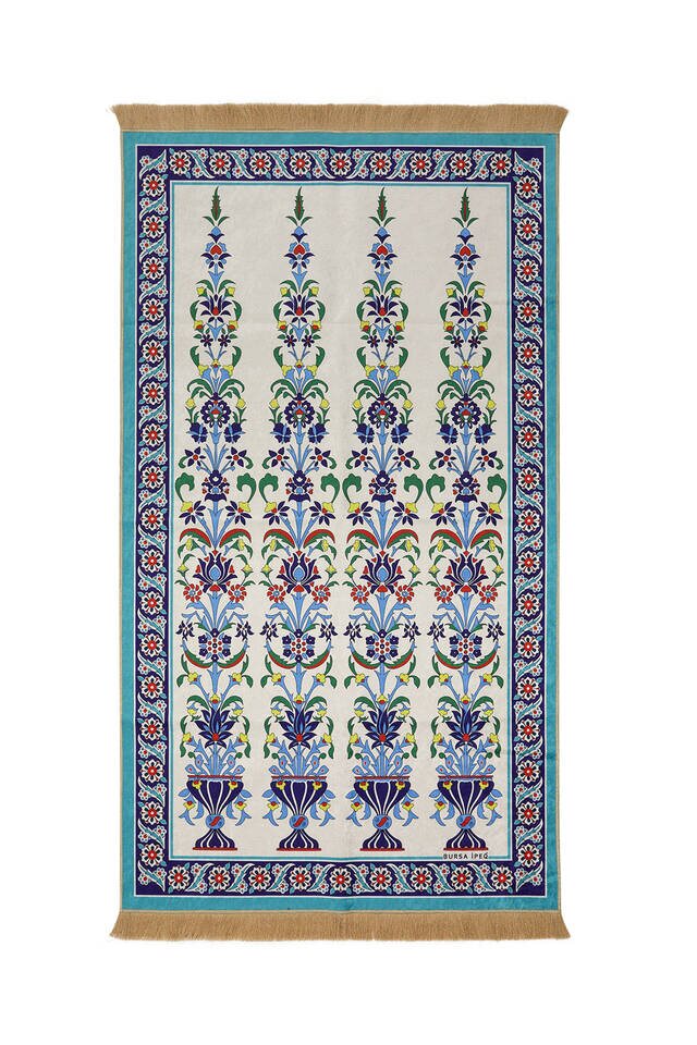 Water Green Velvet Carpet Prayer Rug 