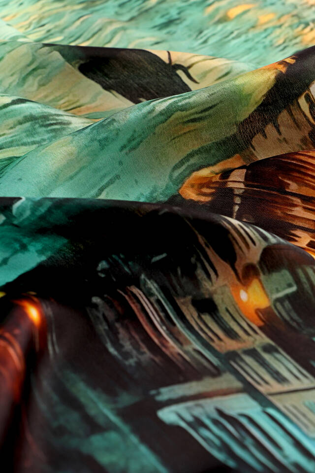 Water Green Venice Pattern Silk Pocket Square - 3