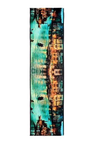 Water Green Venice Silk Painting Foulard - Thumbnail