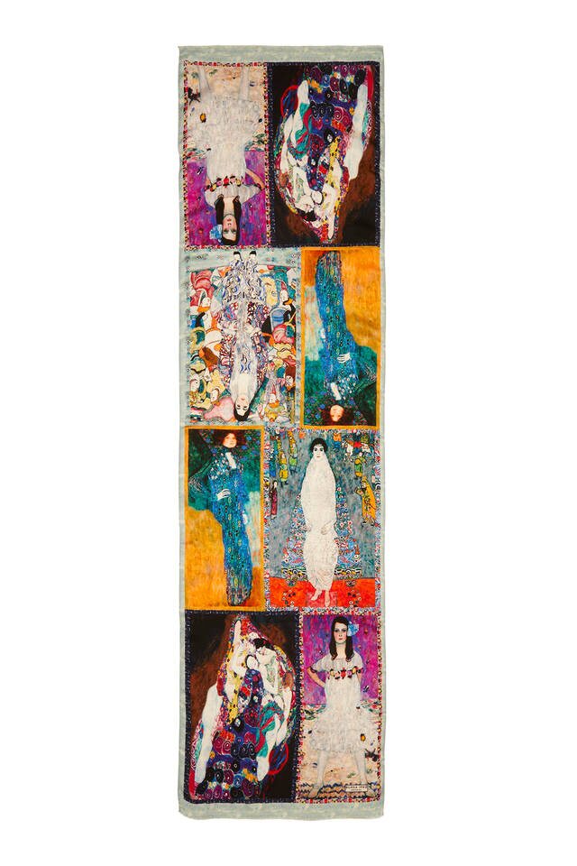 Water Green Women Silk Painting Foulard - 5