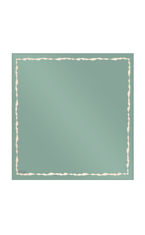 Water Wave Silk Square Scarf with Mint Edge 