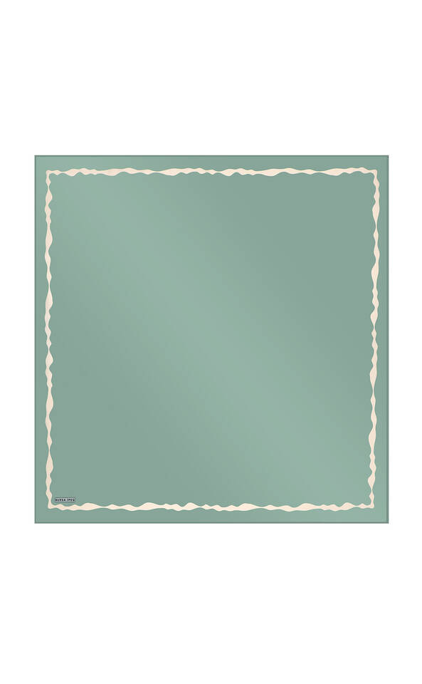 Water Wave Silk Square Scarf with Mint Edge - 1