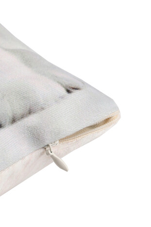 White Cat Pattern Decorative Pillow - Thumbnail
