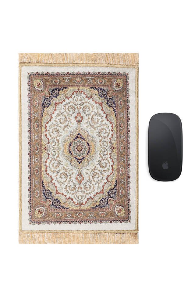 White Decorative Small Carpet Mousepad - Bursa İpek