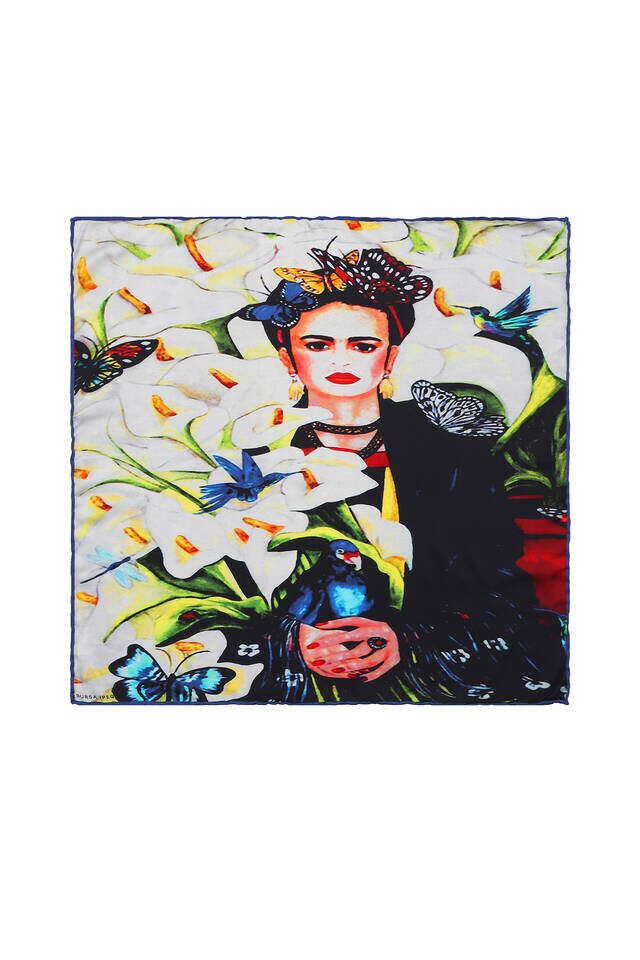 White Frida Silky Pocket Square - 1