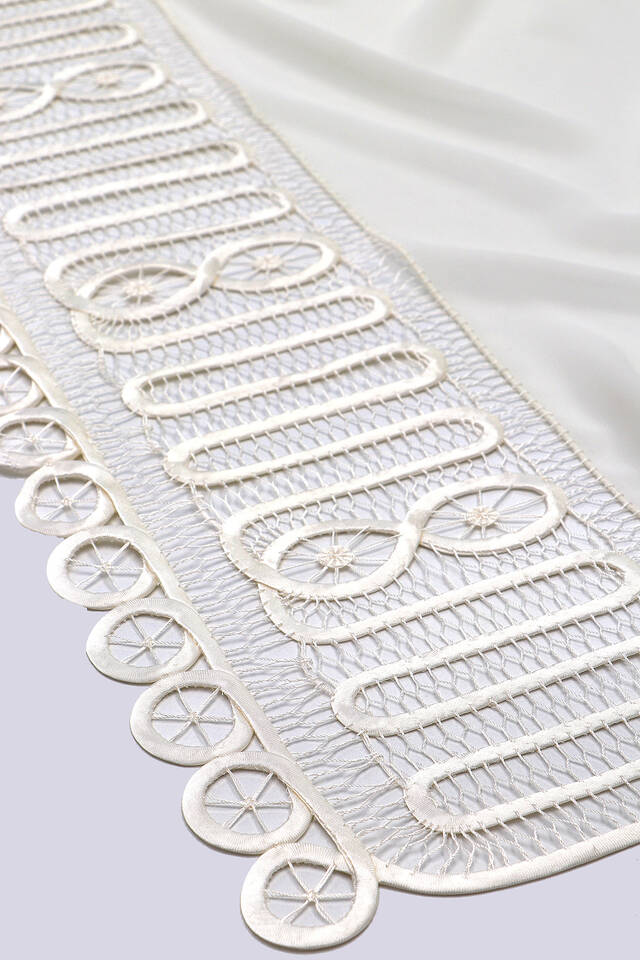 White Handcrafted Lace Angles Scarf - 3