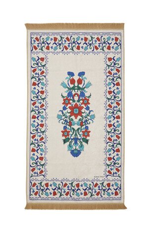 White Velvet Carpet Prayer Rug - Thumbnail