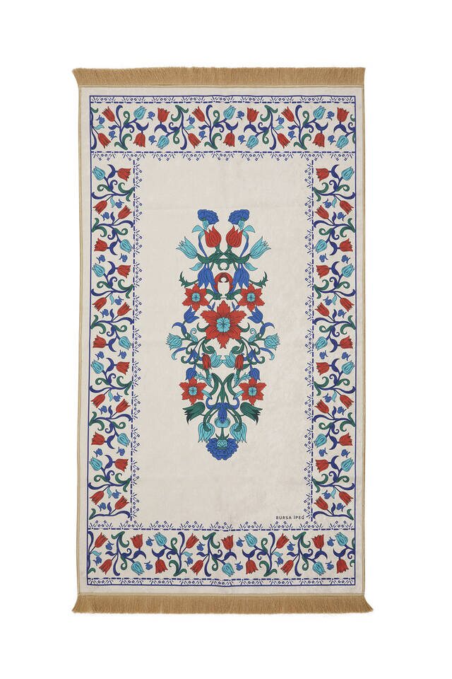 White Velvet Carpet Prayer Rug 