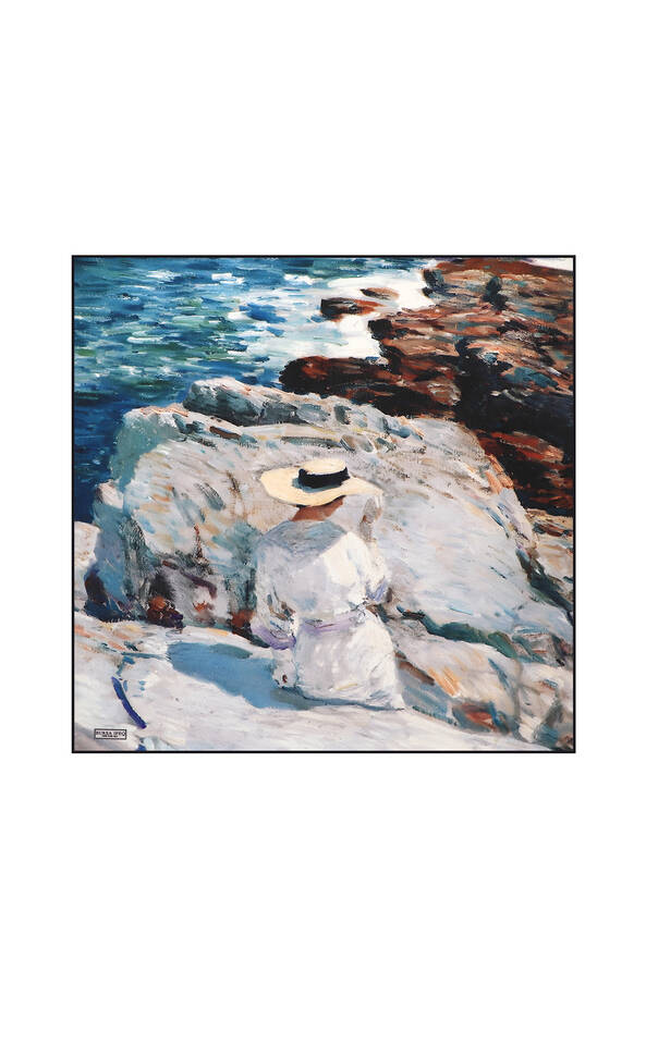 Woman in Gray Hat Pattern Silk Pocket Square - Bursa İpek