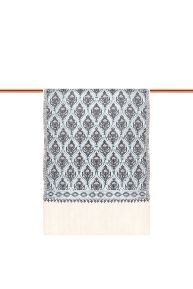 Wool Silk Shawl with Smoked Stone Embroider - 3