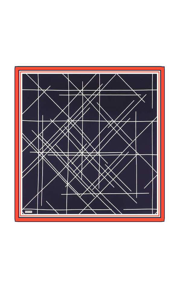 الأزرق الداكن صدى نمط حك الحرير وشاح 