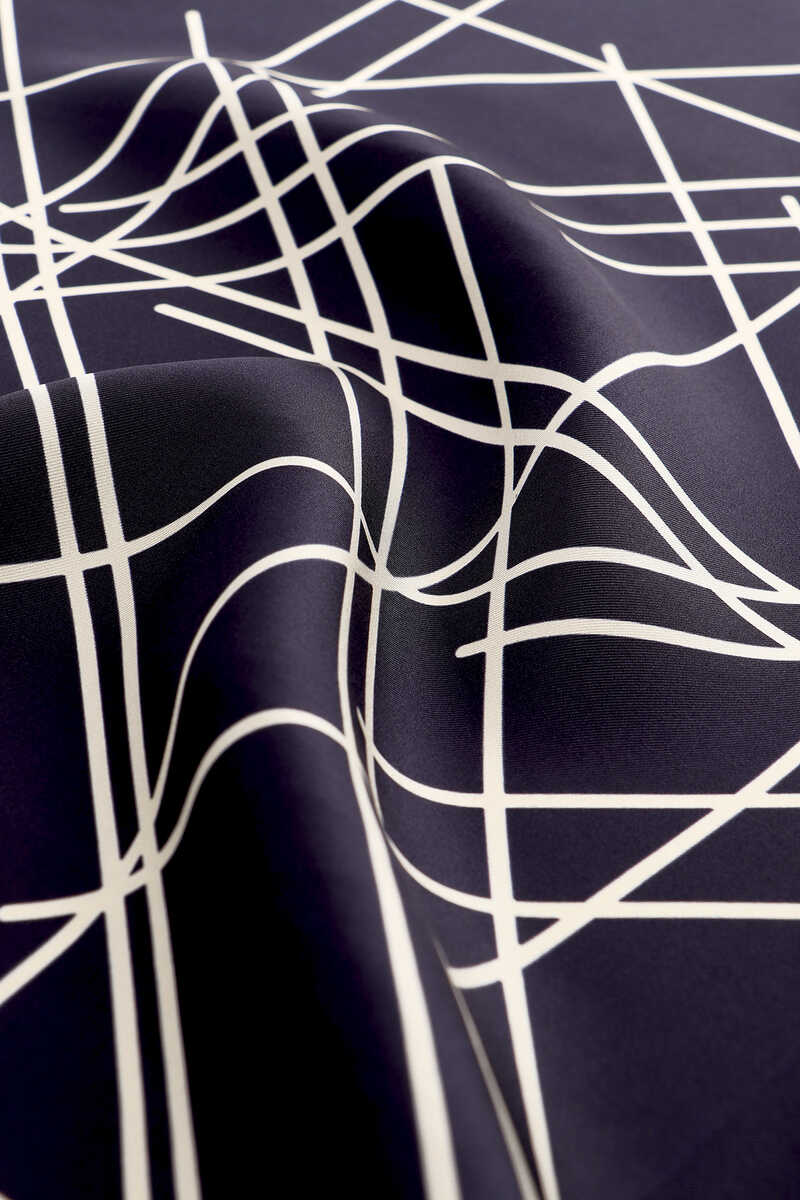 Lacivert Yankı Desen Twill İpek Eşarp