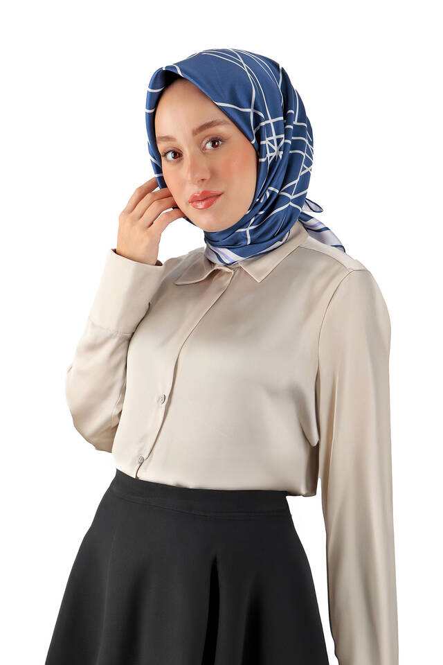 الأزرق صدى نمط حك الحرير وشاح - 2