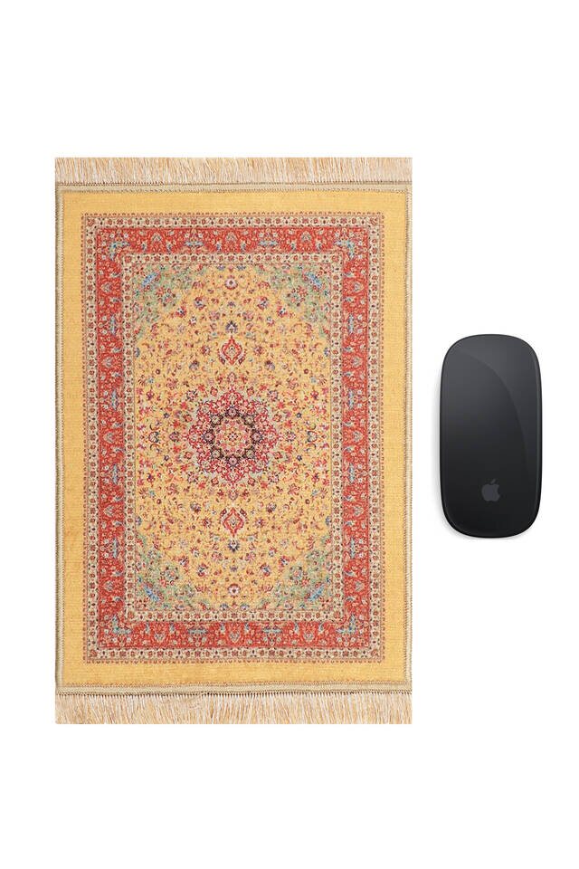 Yellow Decorative Small Carpet Mousepad - Bursa İpek