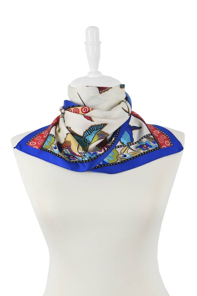 Yellow Green Patterned Silky Foulard - 2