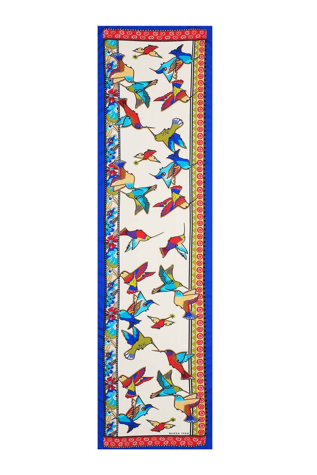 Yellow Green Patterned Silky Foulard - 4