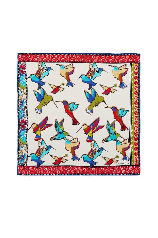 Yellow Green Patterned Silky Pocket Square - 1