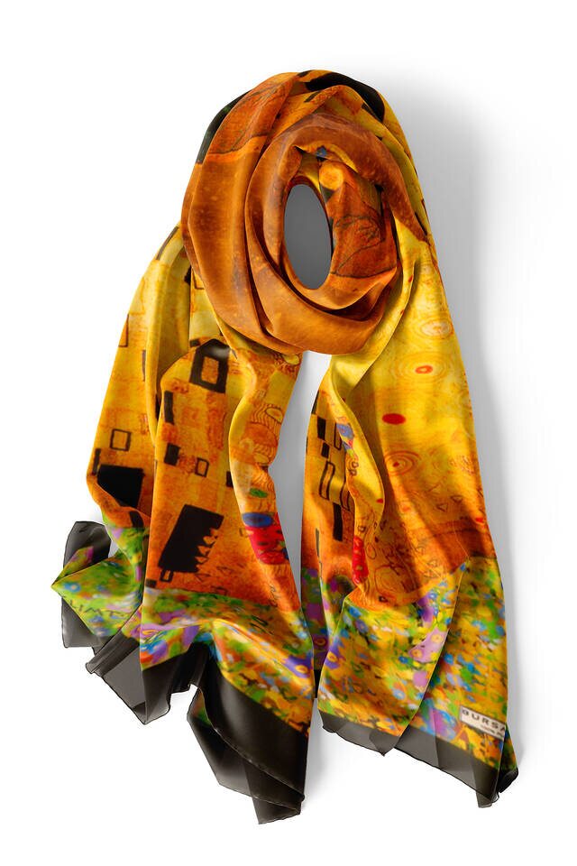 Yellow Kiss Silk Painting Foulard - 4