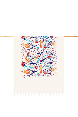 Yellow Red Printed Tulip Pattern Peshtemal 