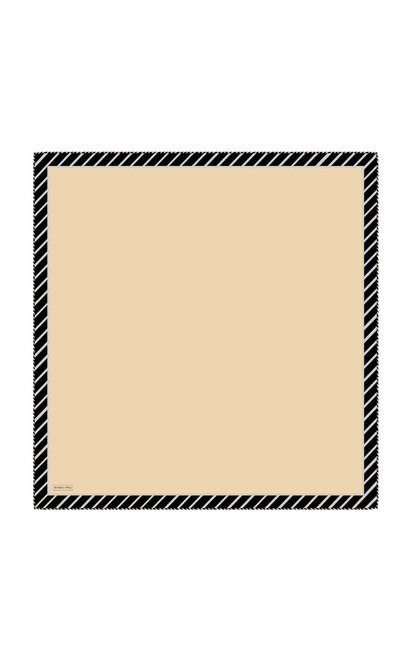 Yellow Stripe Pattern Twill Silk Square Scarf - Bursa İpek