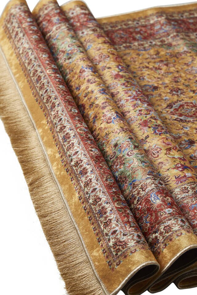 Yellow Velvet Carpet Prayer Rug - 3