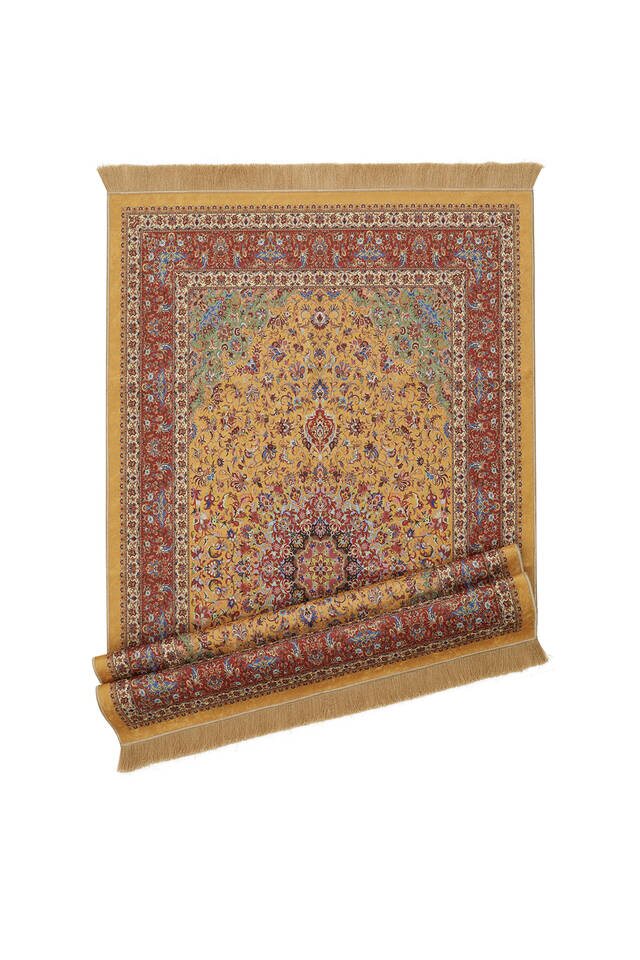 Yellow Velvet Carpet Prayer Rug - 4