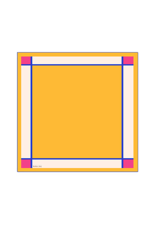 Yellow Wide Bordered Plain Silk Pocket Square - Thumbnail