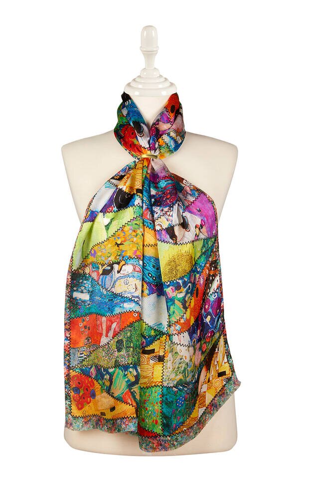 لوحة غوستاف كولاج الحريرية الخضراء Foulard - Bursa İpek