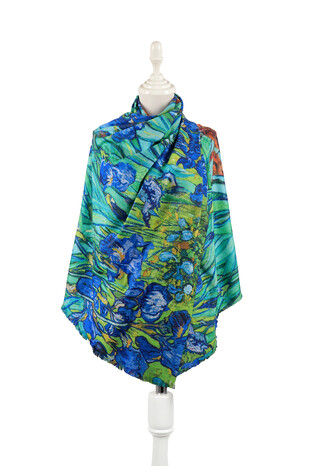 Yeşil İrisler Desen Kışlık Şal 