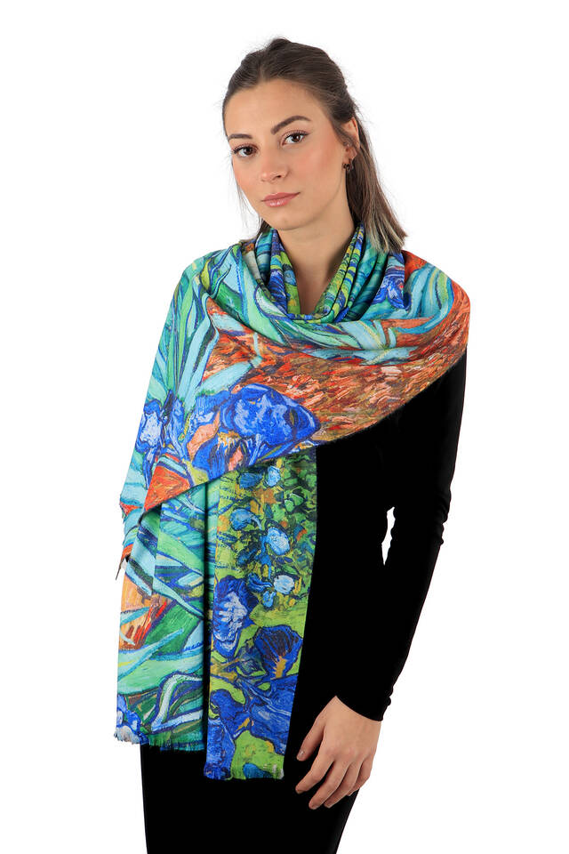 Yeşil İrisler Desen Kışlık Şal - 2