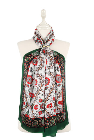 فولارد حرير بنمط سلجوق أسود أخضر 