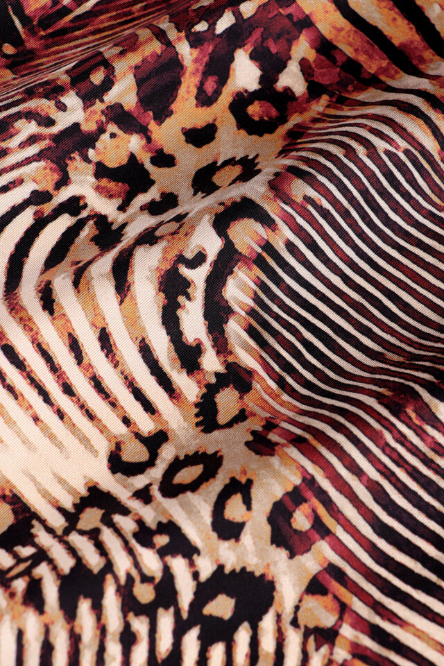 Mürdüm Zebra Leopar Desen Twill İpek Eşarp - 4