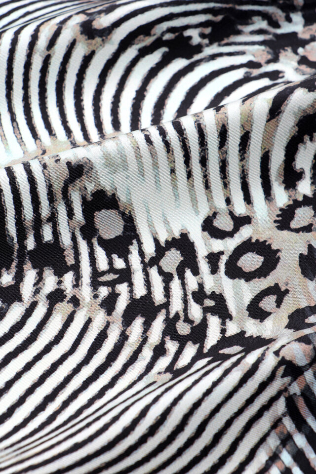 Su Yeşil Zebra Leopar Desen Twill İpek Eşarp - 4