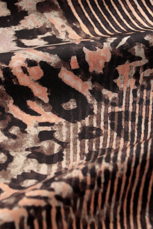 Chestnut Zebra Leopard Pattern Twill Silk Scarf - 4