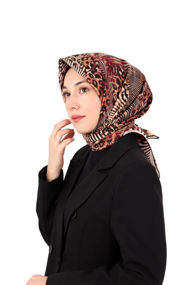 Damson Zebra Leopard Pattern Twill Silk Scarf 